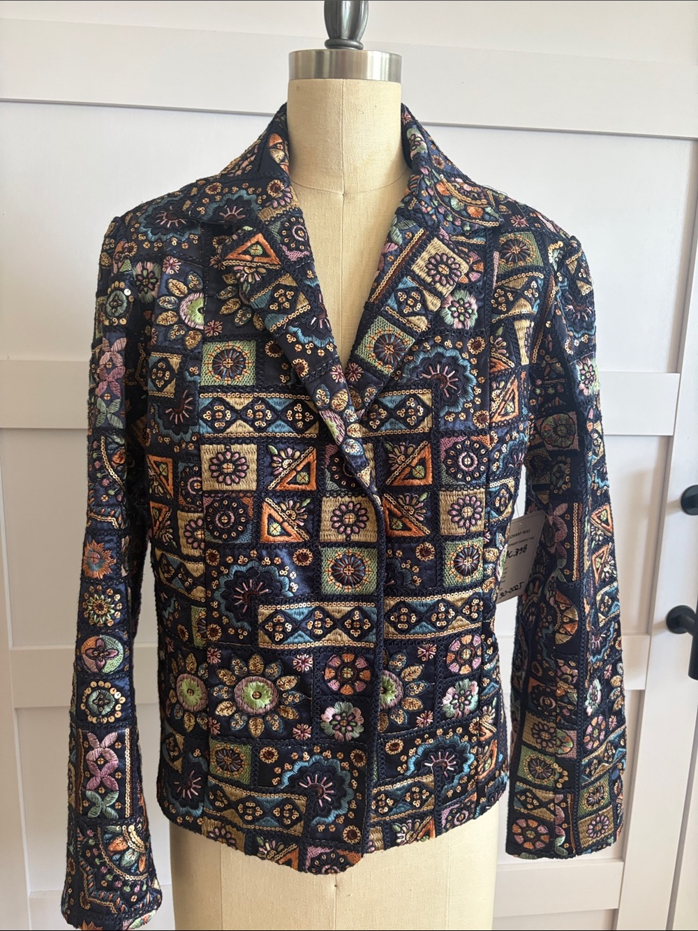 Womens Multicolor Patterned Tapestry Jacket